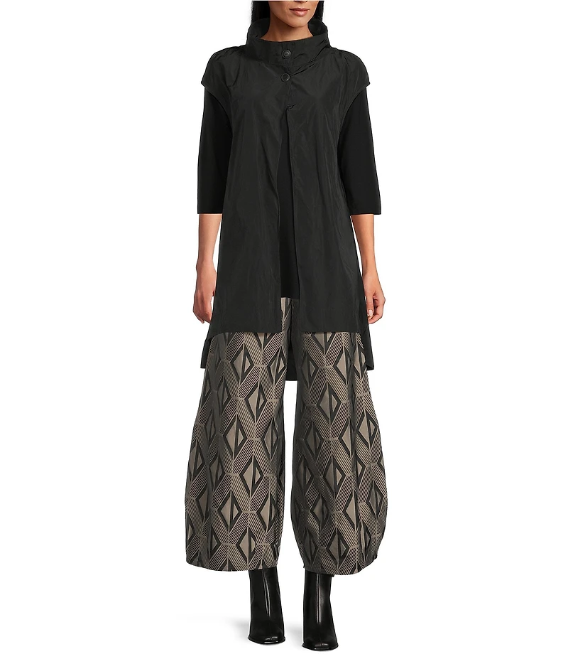 Bryn Walker Medina Coordinating Aswan Memory Crunch Jacquard Elastic Waist Tapered Wide Leg Pants