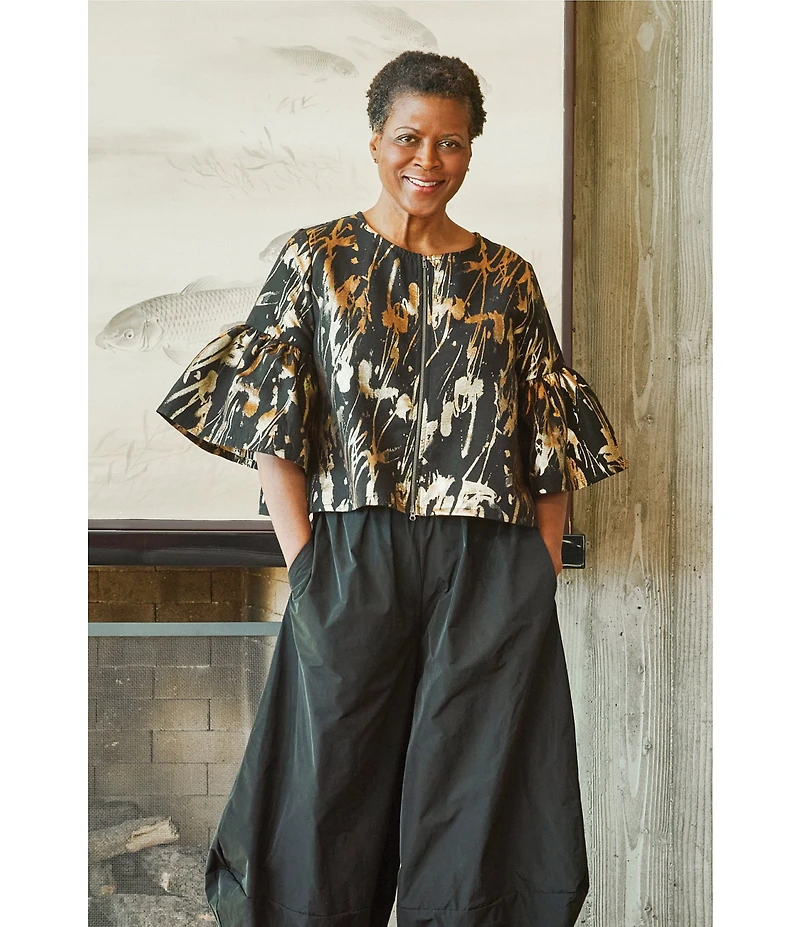 Bryn Walker Memory Crunch Elastic Waist Wide Leg Lantern Pants