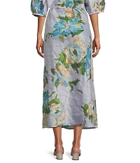 Bryn Walker Memory Crunch Taffeta Bias Printed A-Line Pull-On Coordinating Skirt