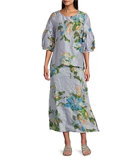 Bryn Walker Memory Crunch Taffeta Bias Printed A-Line Pull-On Coordinating Skirt