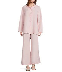 Bryn Walker Mirren Light Linen Point Collar Long Sleeve High-Low Oversized Shirt