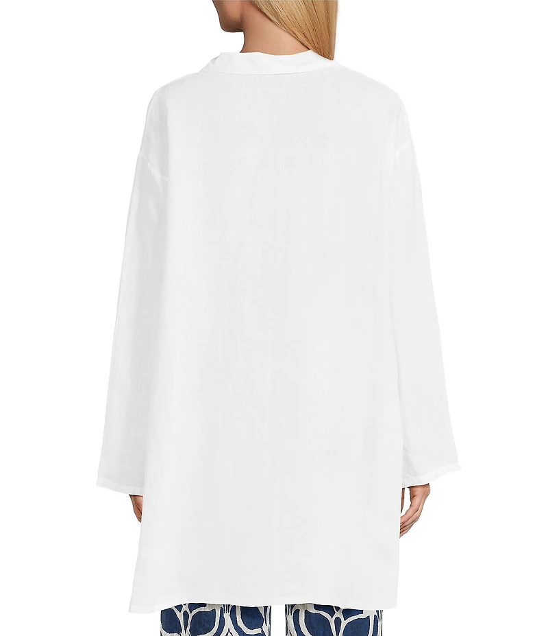Bryn Walker Mirren Light Linen Point Collar Long Sleeve High-Low Oversized Shirt