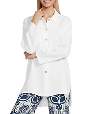 Bryn Walker Mirren Light Linen Point Collar Long Sleeve High-Low Oversized Shirt