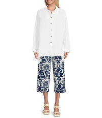 Bryn Walker Mirren Light Linen Point Collar Long Sleeve High-Low Oversized Shirt