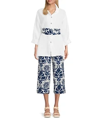 Bryn Walker Mirren Light Linen Point Collar Long Sleeve High-Low Oversized Shirt