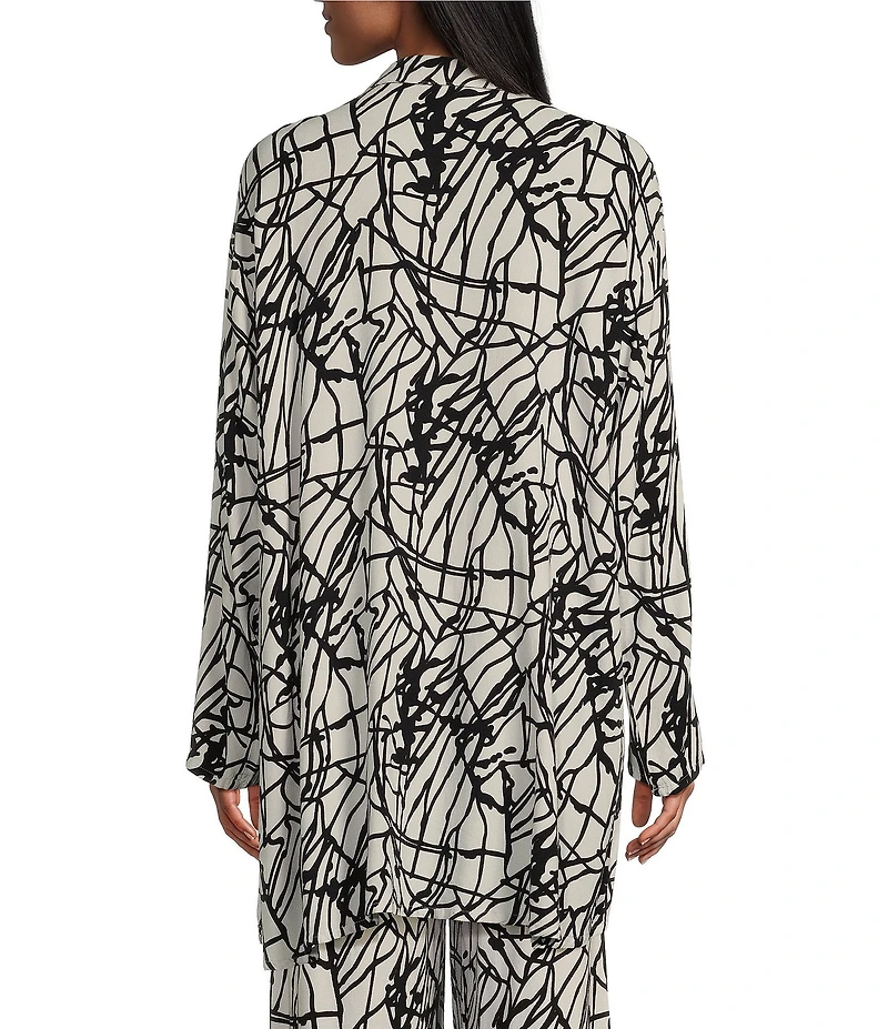 Bryn Walker Mirren Rayon Crepe Netta Print Collar Neck Long Sleeve Button Front Top