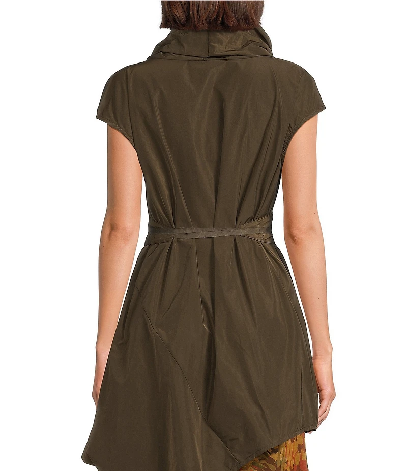 Bryn Walker Noa Memory Crunch Woven Cowl Neck Cap Sleeve Asymmetrical Tunic