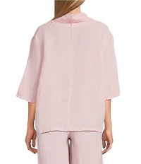 Bryn Walker Nola Light Linen Cowl Neck Elbow Sleeve Oversized Shirt