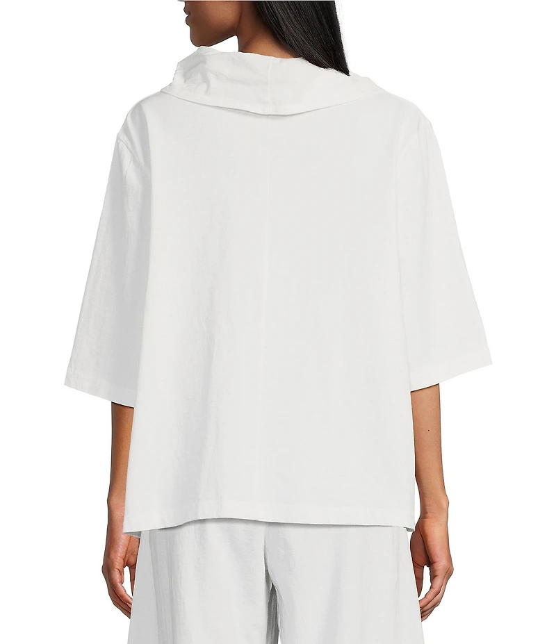 Bryn Walker Nola Light Linen Cowl Neck Elbow Sleeve Oversized Shirt