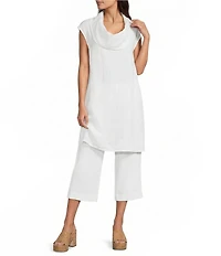 Bryn Walker Nolan Light Linen Cowl Neck Cap Sleeve A-Line Tunic