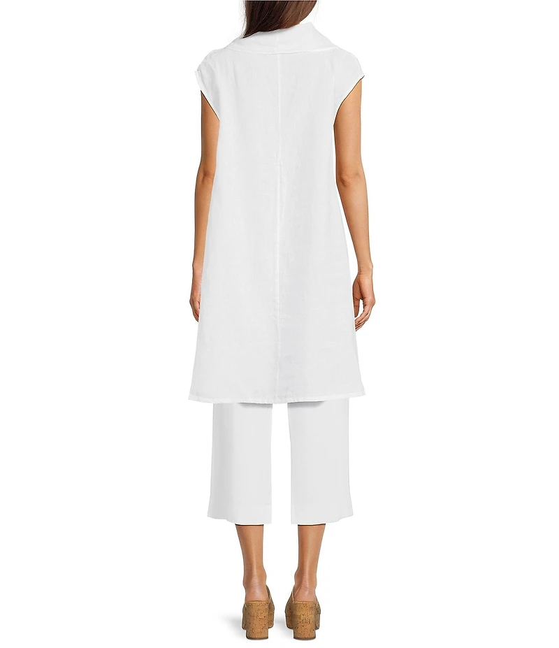 Bryn Walker Nolan Light Linen Cowl Neck Cap Sleeve A-Line Tunic