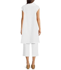 Bryn Walker Nolan Light Linen Cowl Neck Cap Sleeve A-Line Tunic