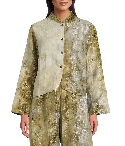 Bryn Walker Olivia Coordinating Velvet Chenille Mandarin Collar Long Sleeve Jacket