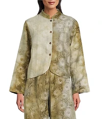 Bryn Walker Olivia Coordinating Velvet Chenille Mandarin Collar Long Sleeve Jacket