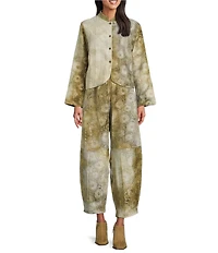 Bryn Walker Olivia Coordinating Velvet Chenille Mandarin Collar Long Sleeve Jacket