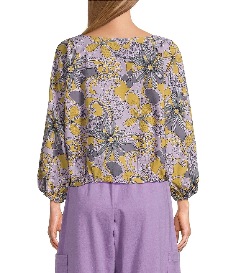 Bryn Walker Organic Poplin Gianna Floral Round Neck Long Sleeve Shirt