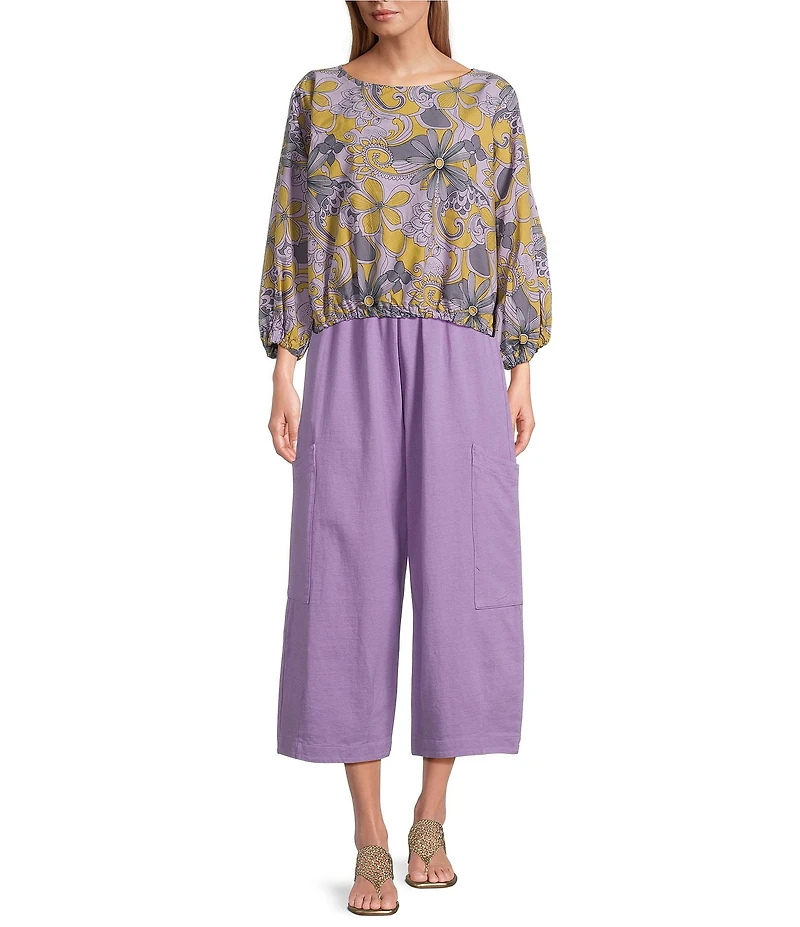 Bryn Walker Organic Poplin Gianna Floral Round Neck Long Sleeve Shirt