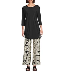Bryn Walker Osca Biachi Neri Knit Flat Front Wide Leg Coordinating Pull-On Pants