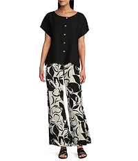 Bryn Walker Osca Flower Petal Print Wide-Leg Pull-On Pants