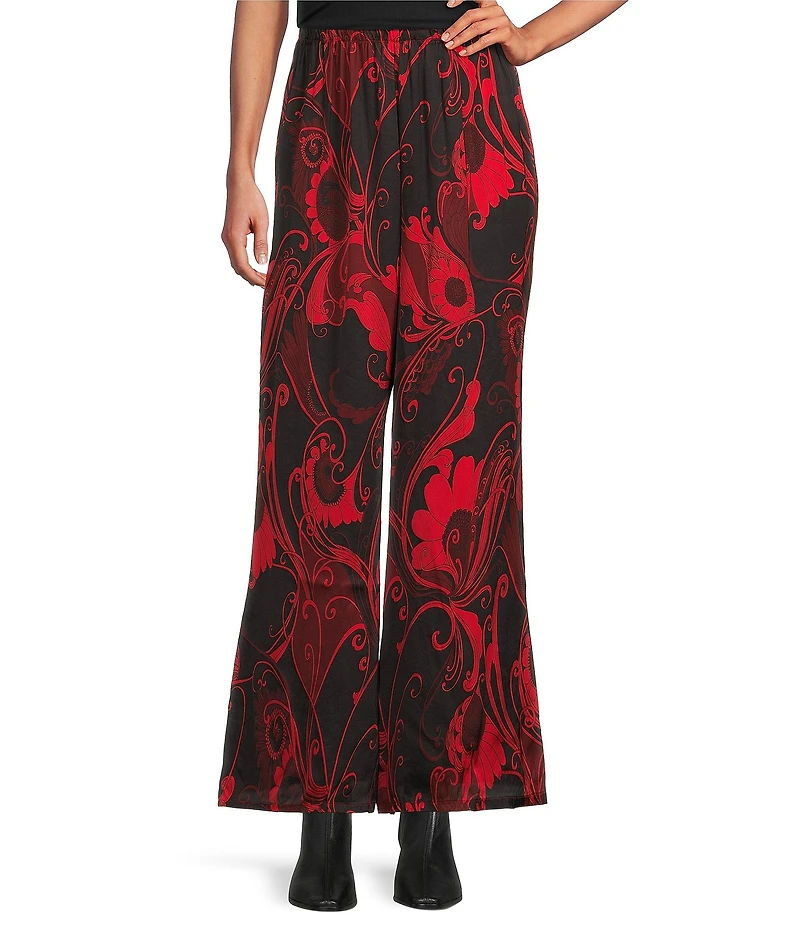 Bryn Walker Osca Giardino Coordinating Satin Elastic Waist Wide Leg Pants