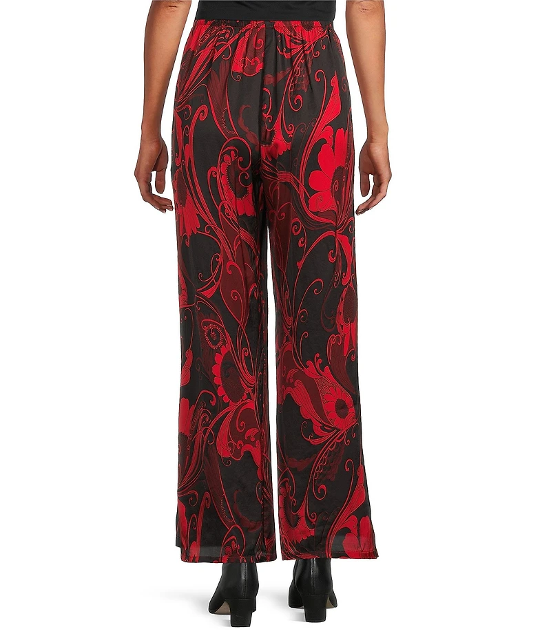 Bryn Walker Osca Giardino Coordinating Satin Elastic Waist Wide Leg Pants
