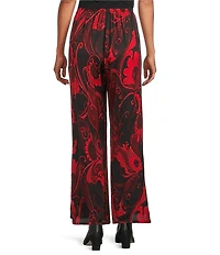 Bryn Walker Osca Giardino Coordinating Satin Elastic Waist Wide Leg Pants