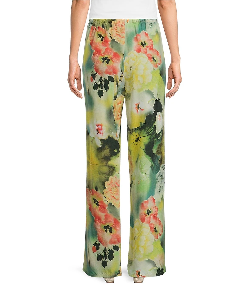Bryn Walker Osca Giardino Print Elastic Waistband Wide Leg Pant