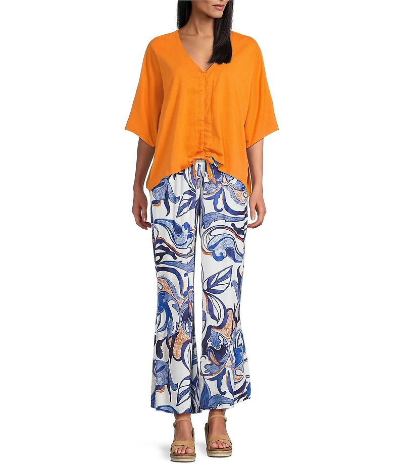 Bryn Walker Osca Printed Elastic Waist Wide Leg Pull-On Pants