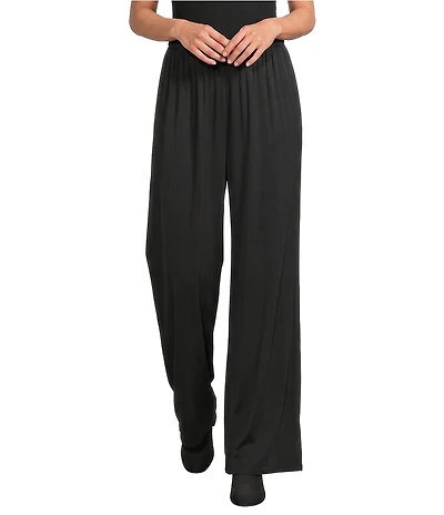 Bryn Walker Osca Satiny Woven Wide-Leg Relaxed Pull-On Pant