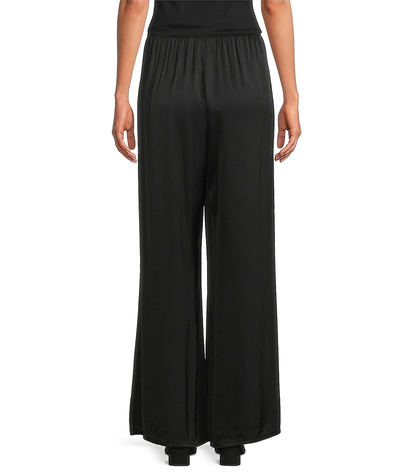 Bryn Walker Osca Satiny Woven Wide-Leg Relaxed Pull-On Pant