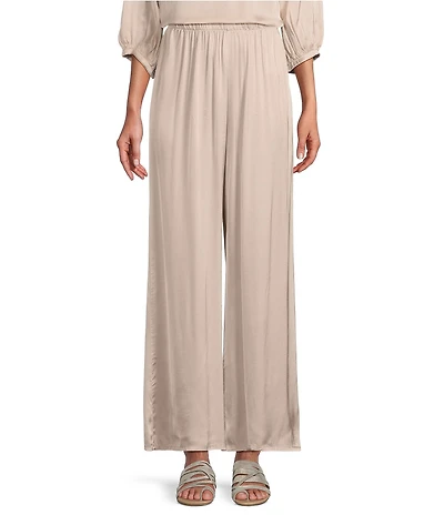Bryn Walker Osca Viscose Satin Wide Leg Pull-On Pants