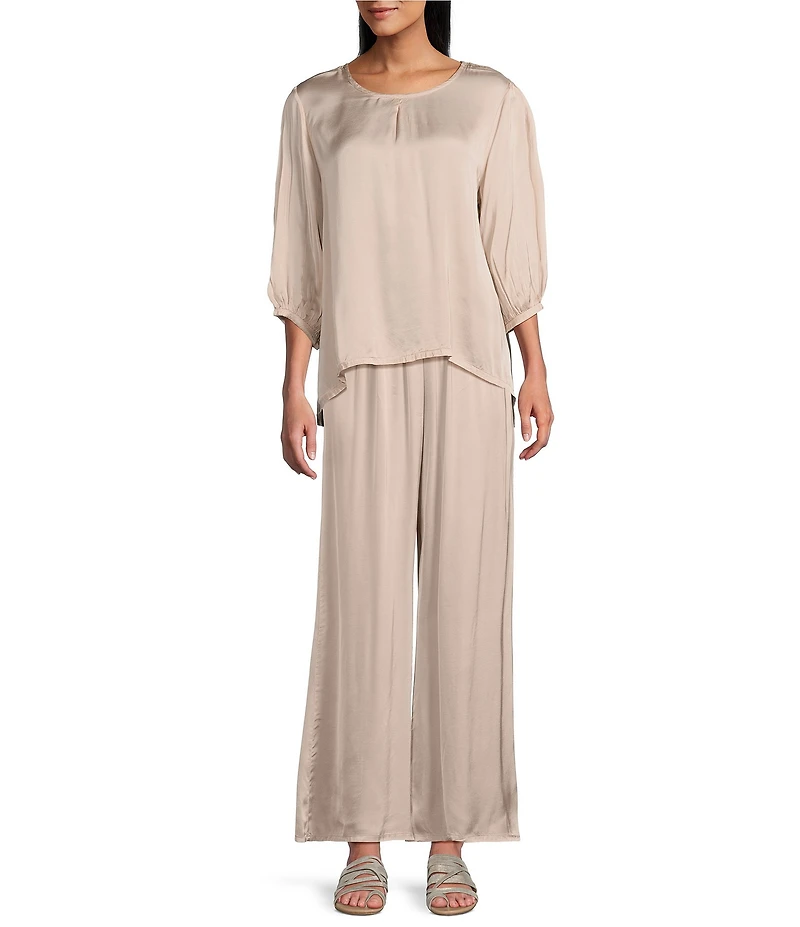 Bryn Walker Osca Viscose Satin Wide Leg Pull-On Pants