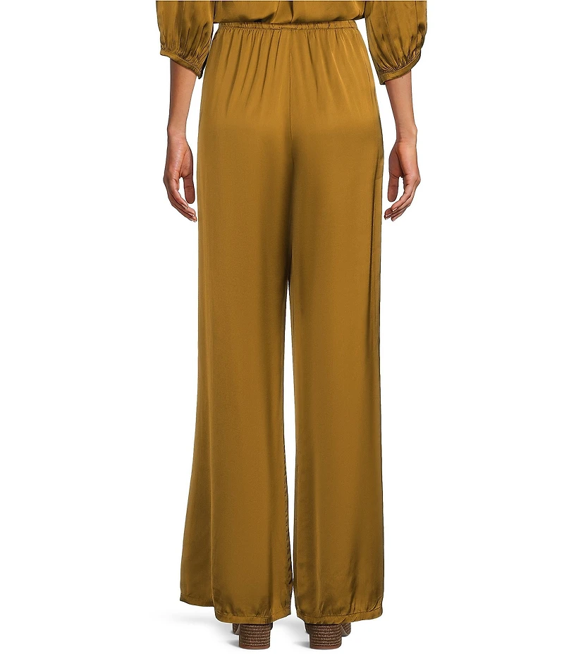Bryn Walker Osca Woven Satin Wide-Leg Pull-On Coordinating Pants