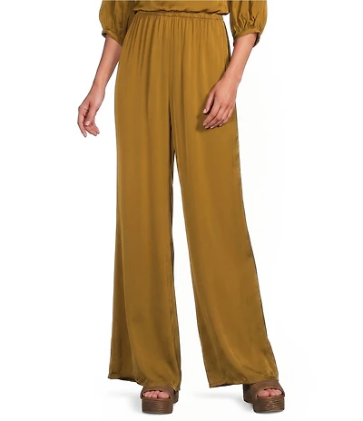Bryn Walker Osca Woven Satin Wide-Leg Pull-On Coordinating Pants