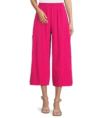 Bryn Walker Pasha Cotton Dot Jacqaurd Elastic Waist Wide Leg Crop Pants