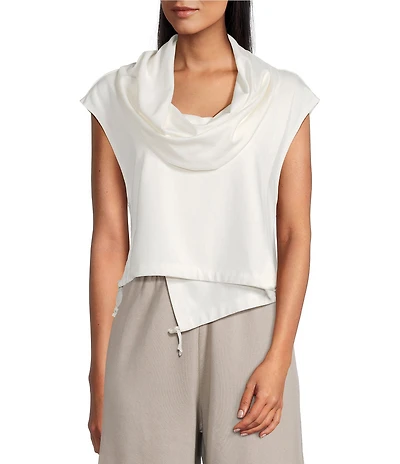 Bryn Walker Pennie Cowl Neck Cap Sleeve Adjustable Tie Vest