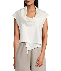 Bryn Walker Pennie Cowl Neck Cap Sleeve Adjustable Tie Vest