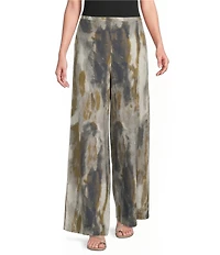 Bryn Walker Pioggia Print Flat Front Elastic Back Waist Wide Leg Full Length Coordinating Pants