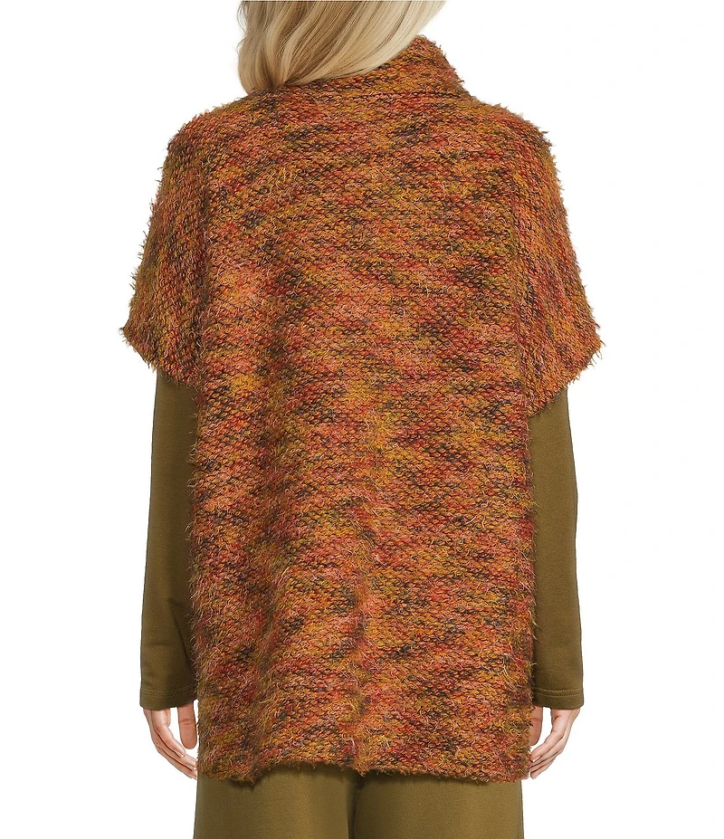 Bryn Walker Pip Isle Of Skye Knit Sweater Mock Neck Cap Sleeve Oversized Poncho