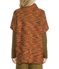 Bryn Walker Pip Isle Of Skye Knit Sweater Mock Neck Cap Sleeve Oversized Poncho