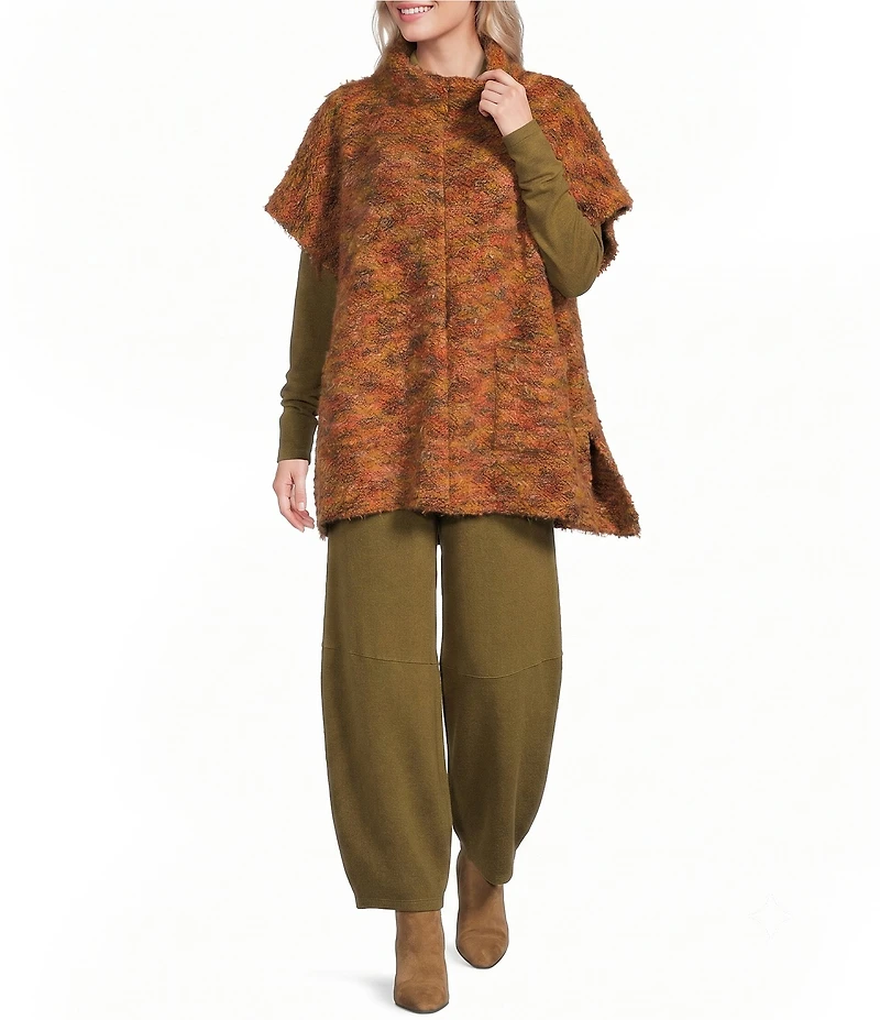 Bryn Walker Pip Isle Of Skye Knit Sweater Mock Neck Cap Sleeve Oversized Poncho