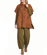 Bryn Walker Pip Isle Of Skye Knit Sweater Mock Neck Cap Sleeve Oversized Poncho