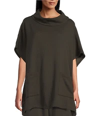 Bryn Walker Pip Organic Cotton Bamboo Fleece Mock Neck Cap Sleeve Poncho