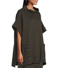 Bryn Walker Pip Organic Cotton Bamboo Fleece Mock Neck Cap Sleeve Poncho