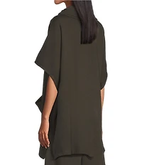 Bryn Walker Pip Organic Cotton Bamboo Fleece Mock Neck Cap Sleeve Poncho