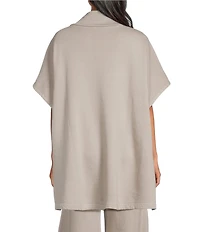 Bryn Walker Pip Organic Cotton Bamboo Fleece Mock Neck Cap Sleeve Poncho