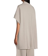 Bryn Walker Pip Organic Cotton Bamboo Fleece Mock Neck Cap Sleeve Poncho