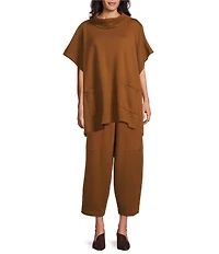 Bryn Walker Pip Organic Cotton Bamboo Fleece Mock Neck Cap Sleeve Poncho