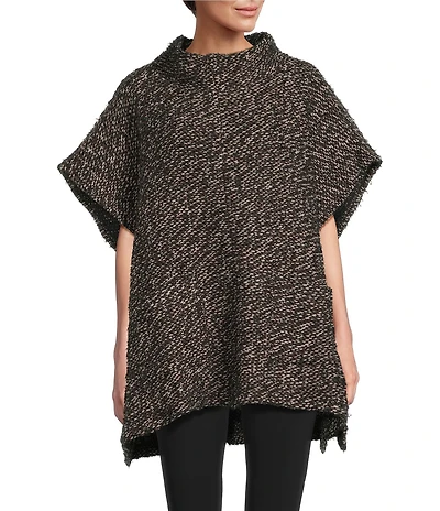Bryn Walker Pip Wool Blend Knit Mock Neck Cao Sleeve Poncho