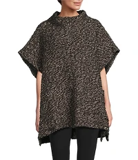 Bryn Walker Pip Wool Blend Knit Mock Neck Cao Sleeve Poncho